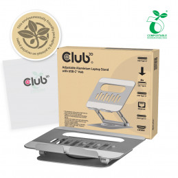 CLUB3D Säädettävä alumiininen kannettavan tietokoneen teline USB-C®-keskittimellä
