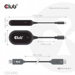 CLUB3D CSV-2570 AV-signaalin jatkaja AV-lähetin ja -vastaanotin Musta
