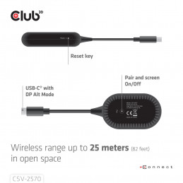 CLUB3D CSV-2570 AV-signaalin jatkaja AV-lähetin ja -vastaanotin Musta