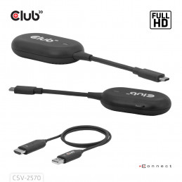 CLUB3D CSV-2570 AV-signaalin jatkaja AV-lähetin ja -vastaanotin Musta