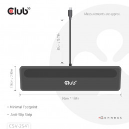 CLUB3D CSV-2541 kannettavien tietokoneiden telakka ja porttitoistin Telakointi USB 3.2 Gen 1 (3.1 Gen 1) Type-C Musta