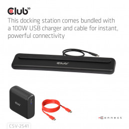CLUB3D CSV-2541 kannettavien tietokoneiden telakka ja porttitoistin Telakointi USB 3.2 Gen 1 (3.1 Gen 1) Type-C Musta