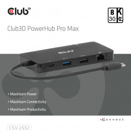 CLUB3D CSV-2552 keskitin USB Type-C 5000 Mbit s Musta