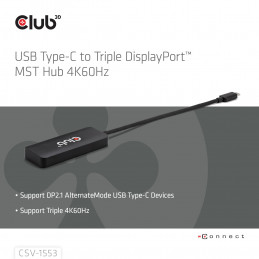 CLUB3D CSV-1553 keskitin USB Type-C Musta