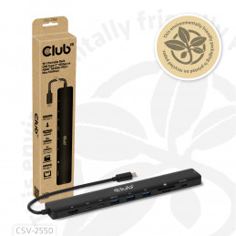 CLUB3D CSV-2550 kannettavien tietokoneiden telakka ja porttitoistin Langallinen USB Type-C Musta