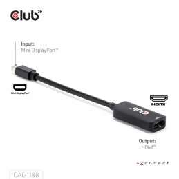 CLUB3D CAC-1188 videokaapeli-adapteri 0,09 m Mini DisplayPort HDMI Musta