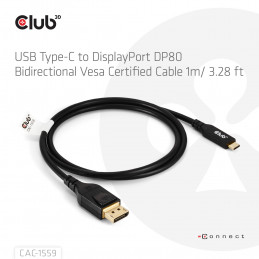 CLUB3D CAC-1559 videokaapeli-adapteri 1 m USB Type-C DisplayPort Musta