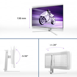 Philips Evnia 8000 27M2N8500 00 tietokoneen litteä näyttö 67,3 cm (26.5") 2560 x 1440 pikseliä Quad HD QD-OLED Valkoinen