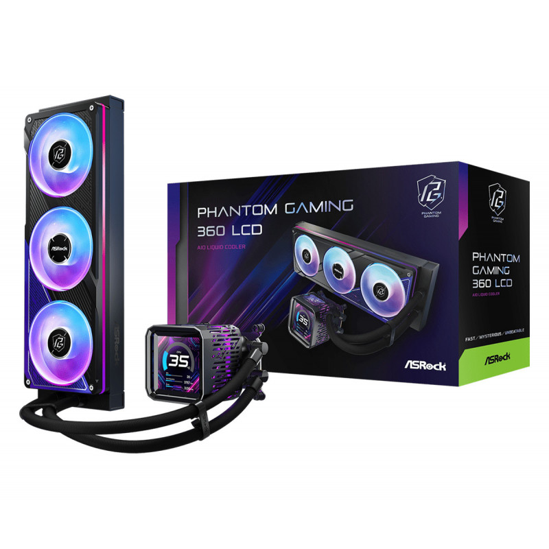 Asrock Phantom Gaming 360 LCD Suoritin Nestejäähdytyspakkaus 12 cm Musta
