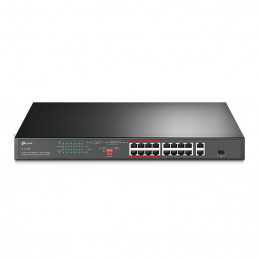 TP-Link TL-SL1218P verkkokytkin Hallitsematon Gigabit Ethernet (10 100 1000) Power over Ethernet -tuki 1U Musta