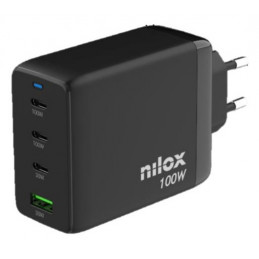 Nilox NXGANUSBC100 mobiililaitteen laturi Universaali Musta AC Pikalataus Sisätila