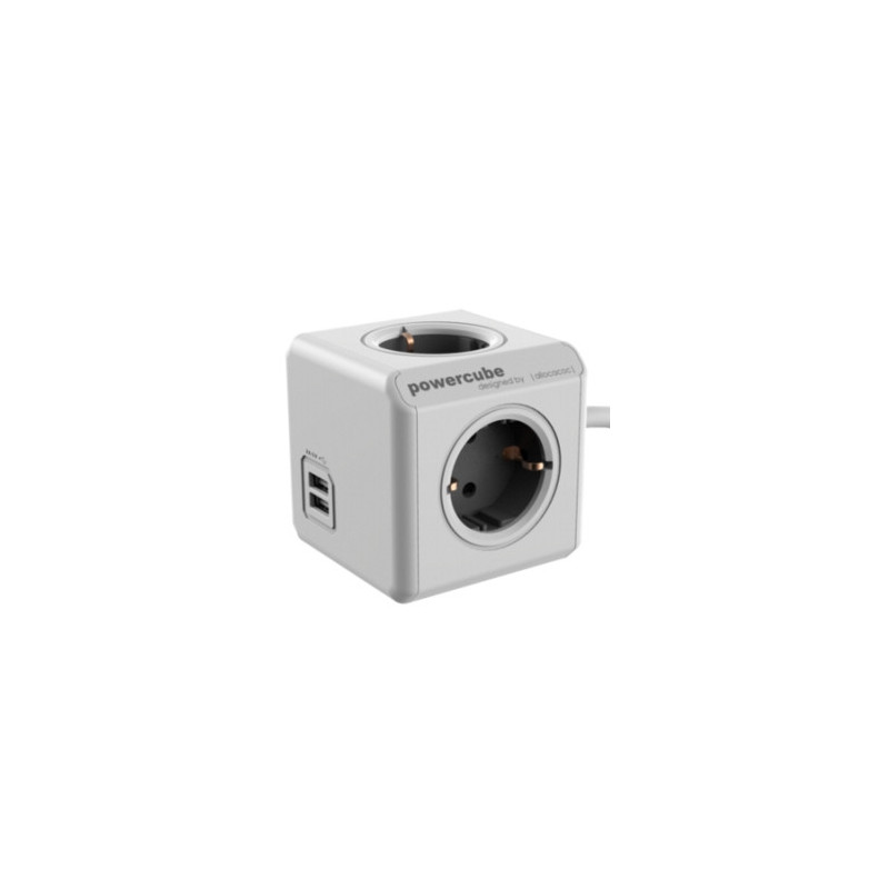 Allocacoc 1407 DEEUPC jatkojohto 3 m 4 AC-pistorasia(a) Harmaa, Valkoinen