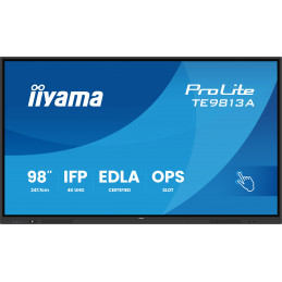iiyama TE9813A-B2AG infonäyttö Kioskimalli 2,48 m (97.5") Wi-Fi 500 cd m² 4K Ultra HD Musta Kosketusnäyttö Sisäänrakennettu