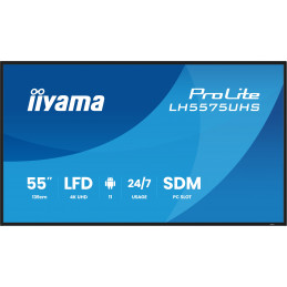 iiyama LH5575UHS-B2AG infonäyttö Digitaalinen litteä infotaulu 138,7 cm (54.6") LCD Wi-Fi 500 cd m² 4K Ultra HD Musta