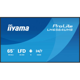 iiyama LH6564UHS-B1AG infonäyttö Digitaalinen litteä infotaulu 165,1 cm (65") Wi-Fi 500 cd m² 4K Ultra HD Musta