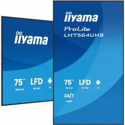 iiyama LH7564UHS-B1AG infonäyttö Digitaalinen litteä infotaulu 190,5 cm (75") Wi-Fi 500 cd m² 4K Ultra HD Musta