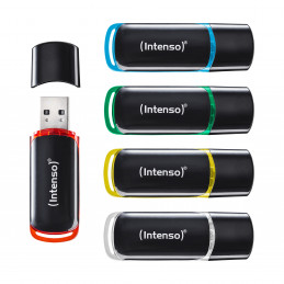 Intenso 3511595 USB-muisti 64 GB USB A-tyyppi 2.0 Musta, Punainen, Vihreä, Läpinäkyvä, Keltainen, Sininen