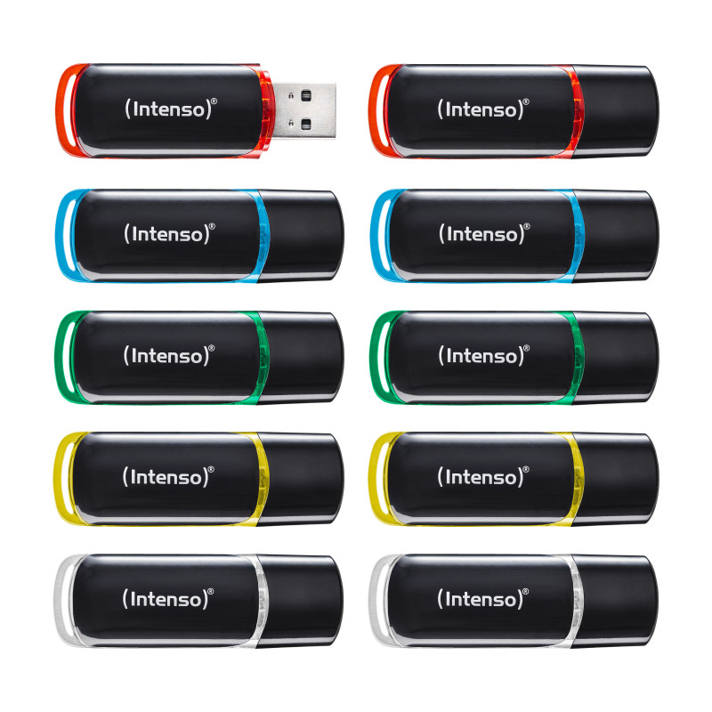 Intenso 3511561 USB-muisti 8 GB USB A-tyyppi 2.0 Musta, Punainen, Vihreä, Läpinäkyvä, Keltainen, Sininen