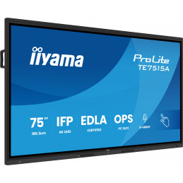 iiyama TE7515A-B2AG infonäyttö Kioskimalli 190,5 cm (75") Wi-Fi 550 cd m² 4K Ultra HD Musta Kosketusnäyttö Sisäänrakennettu