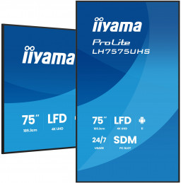 iiyama LH7575UHS-B2AG infonäyttö Digitaalinen litteä infotaulu 190,5 cm (75") LCD Wi-Fi 500 cd m² 4K Ultra HD Musta