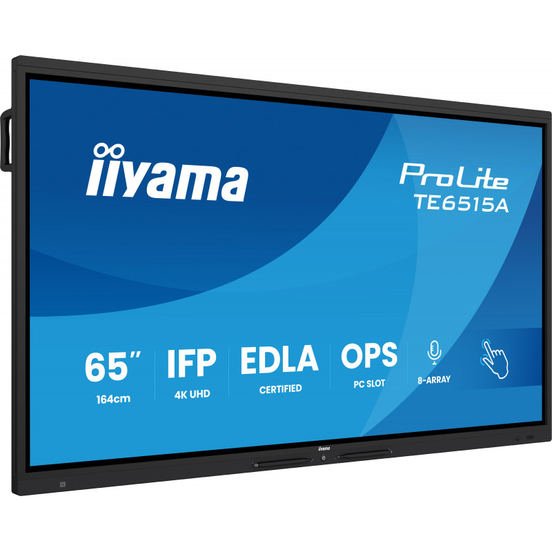 iiyama TE6515A-B2AG infonäyttö Kioskimalli 163,8 cm (64.5") Wi-Fi 550 cd m² 4K Ultra HD Musta Kosketusnäyttö Sisäänrakennettu