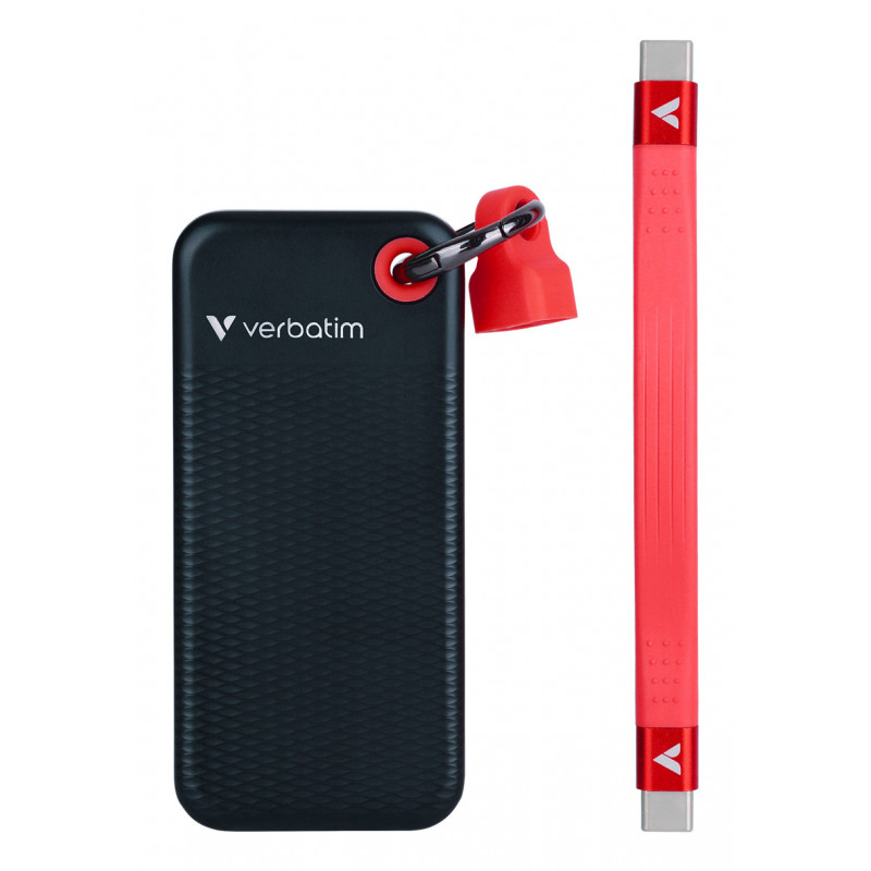 Verbatim Pocket SSD 512 GB USB Type-C 3.2 Gen 2 (3.1 Gen 2) Musta, Punainen