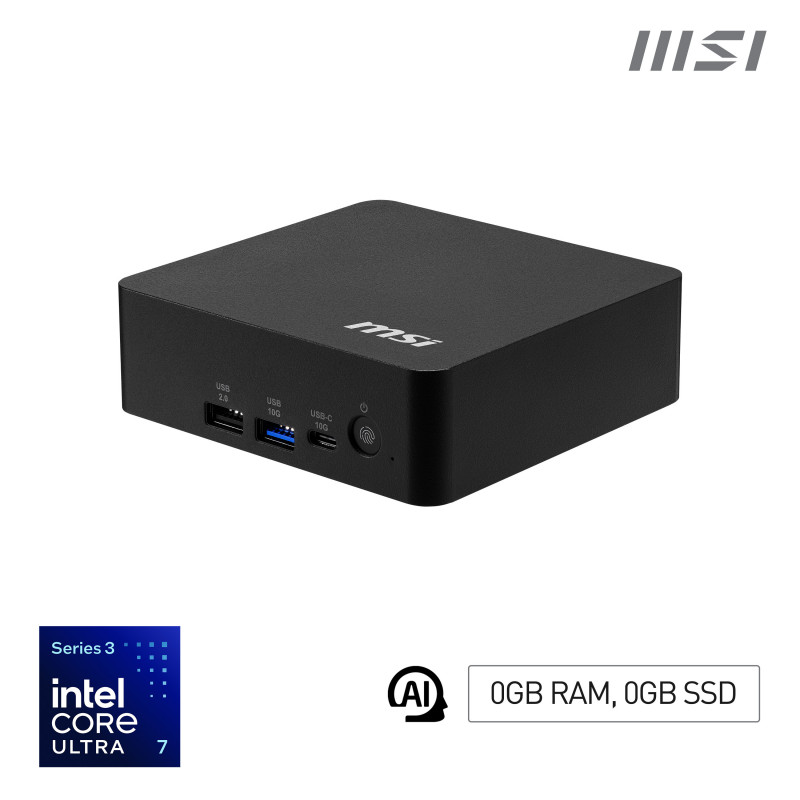 MSI Cubi NUC AI+ 3MG-004BEU Kuutio Musta 355 Intel® SoC FCBGA2540 Sisäiset kaiuttimet