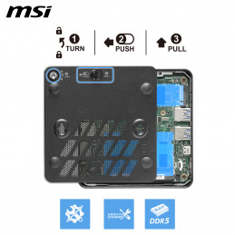 MSI Cubi NUC AI+ 3MG-003BEU USFF Musta 386H Intel® SoC FCBGA2540 4,9 GHz Sisäiset kaiuttimet