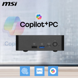 MSI Cubi NUC AI+ 3MG-003BEU USFF Musta 386H Intel® SoC FCBGA2540 4,9 GHz Sisäiset kaiuttimet