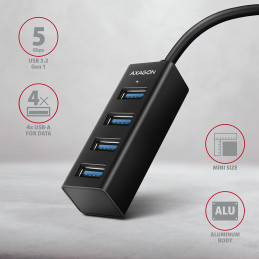 Axagon HUE-M1C keskitin USB 3.2 Gen 1 (3.1 Gen 1) Type-C 5000 Mbit s Musta