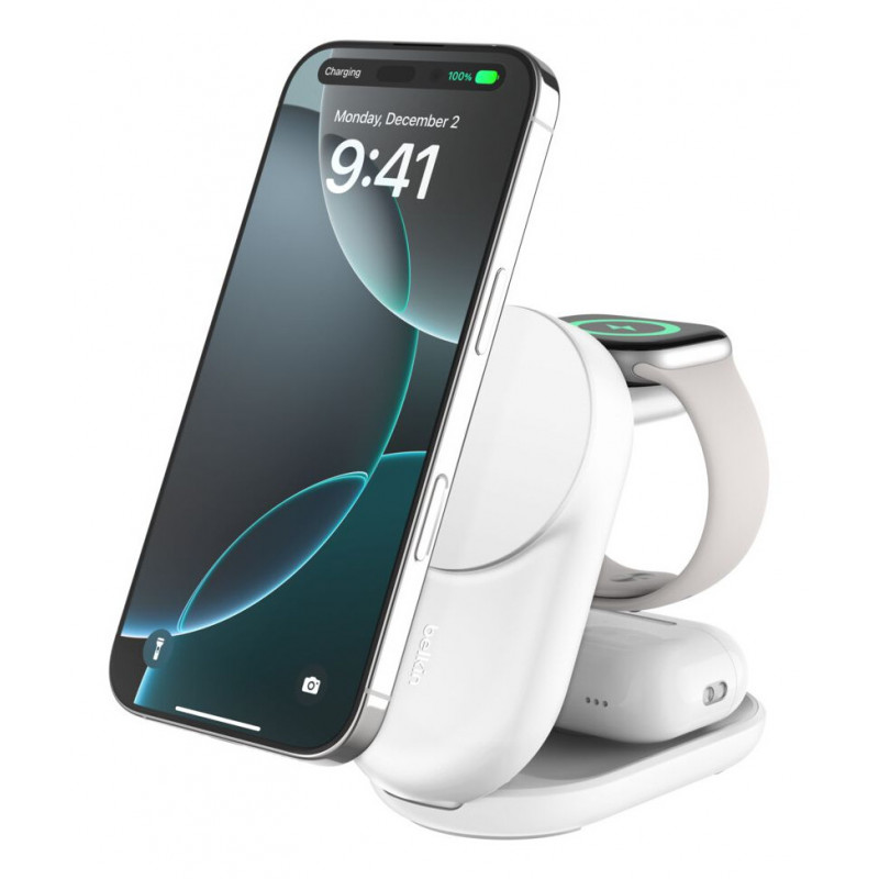 Belkin Qi2 Fitness tracker, Kuulokkeet, Älypuhelin, Älykello Valkoinen USB Langaton lataaminen Pikalataus Sisätila