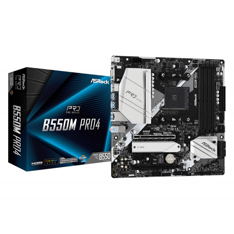 Asrock B550M Pro4 AMD B550 Kanta AM4 mikro ATX