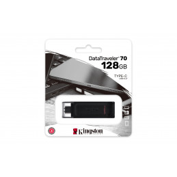 Kingston Technology DataTraveler 70 USB-muisti 128 GB USB Type-C 3.2 Gen 1 (3.1 Gen 1) Musta