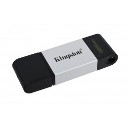 Kingston Technology DataTraveler 80 USB-muisti 128 GB USB Type-C 3.2 Gen 1 (3.1 Gen 1) Musta, Hopea