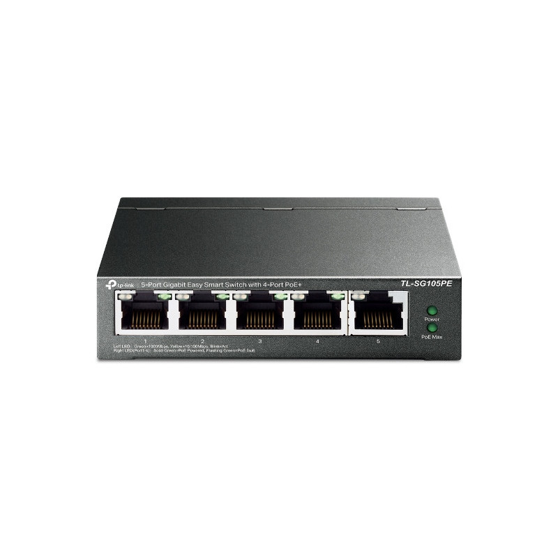 TP-LINK TL-SG105PE verkkokytkin Hallitsematon L2 Gigabit Ethernet (10 100 1000) Power over Ethernet -tuki Musta