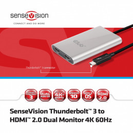 CLUB3D Thunderbolt 3 to Dual HDMI 2.0 Adapter