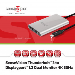 CLUB3D Thunderbolt™ 3 to Displayport™ 1.2 Dual Monitor 4K 60Hz