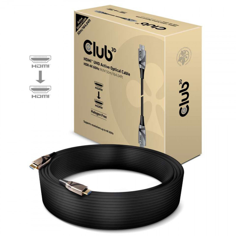 CLUB3D HDMI 2.0 UHD Active Optical Cable HDR 4K 60Hz M M 50m 164,04ft