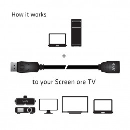 CLUB3D CAC-1022 cable gender changer Displayport 1.4 Musta
