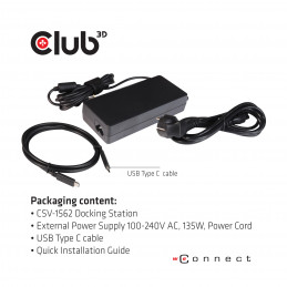 CLUB3D CSV-1562 kannettavien tietokoneiden telakka ja porttitoistin Telakointi Musta