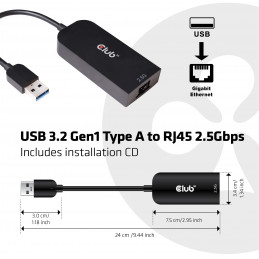 CLUB3D cac-1420 usb A Ethernet Musta