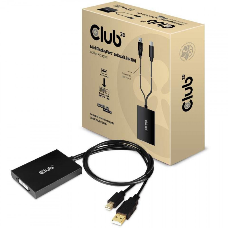 CLUB3D cac-1130 0,6 m MiniDP USB-A DVI-D Musta