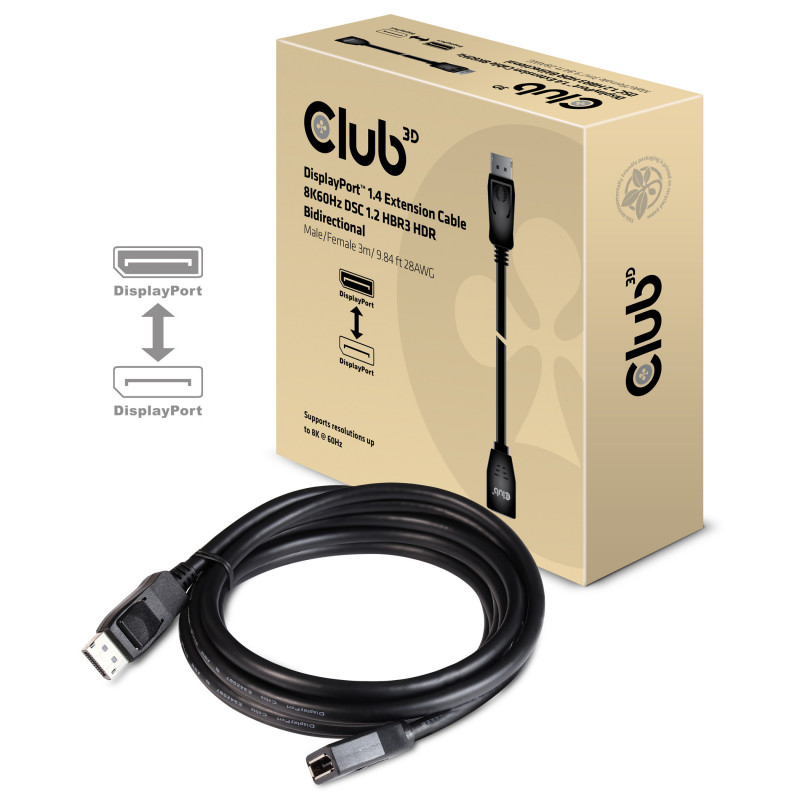 CLUB3D cac-1023 3 m DisplayPort Musta