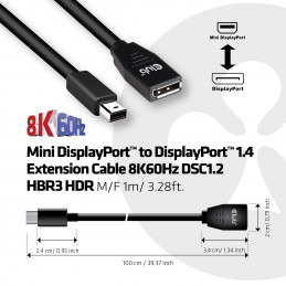 CLUB3D cac-1121 1 m Mini DisplayPort DisplayPort Musta
