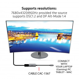 CLUB3D CAC-1567 USB grafiikka-adapteri 7680 x 4320 pikseliä Musta, Hopea