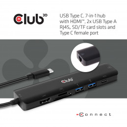 CLUB3D CSV-1592 kannettavien tietokoneiden telakka ja porttitoistin Telakointi Musta