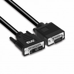 CLUB3D DVI-A TO VGA CABLE M M 3m  9.8ft 28 AWG DVI-D Musta
