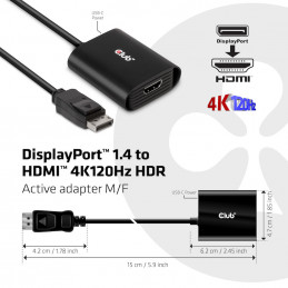 CLUB3D CAC-1085 cable gender changer Displayport 1.4 HDMI™2.1 Musta