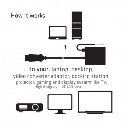 CLUB3D CAC-1085 cable gender changer Displayport 1.4 HDMI™2.1 Musta