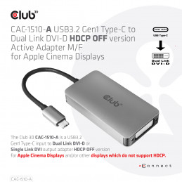 CLUB3D CAC-1510-A videokaapeli-adapteri USB Type-C DVI